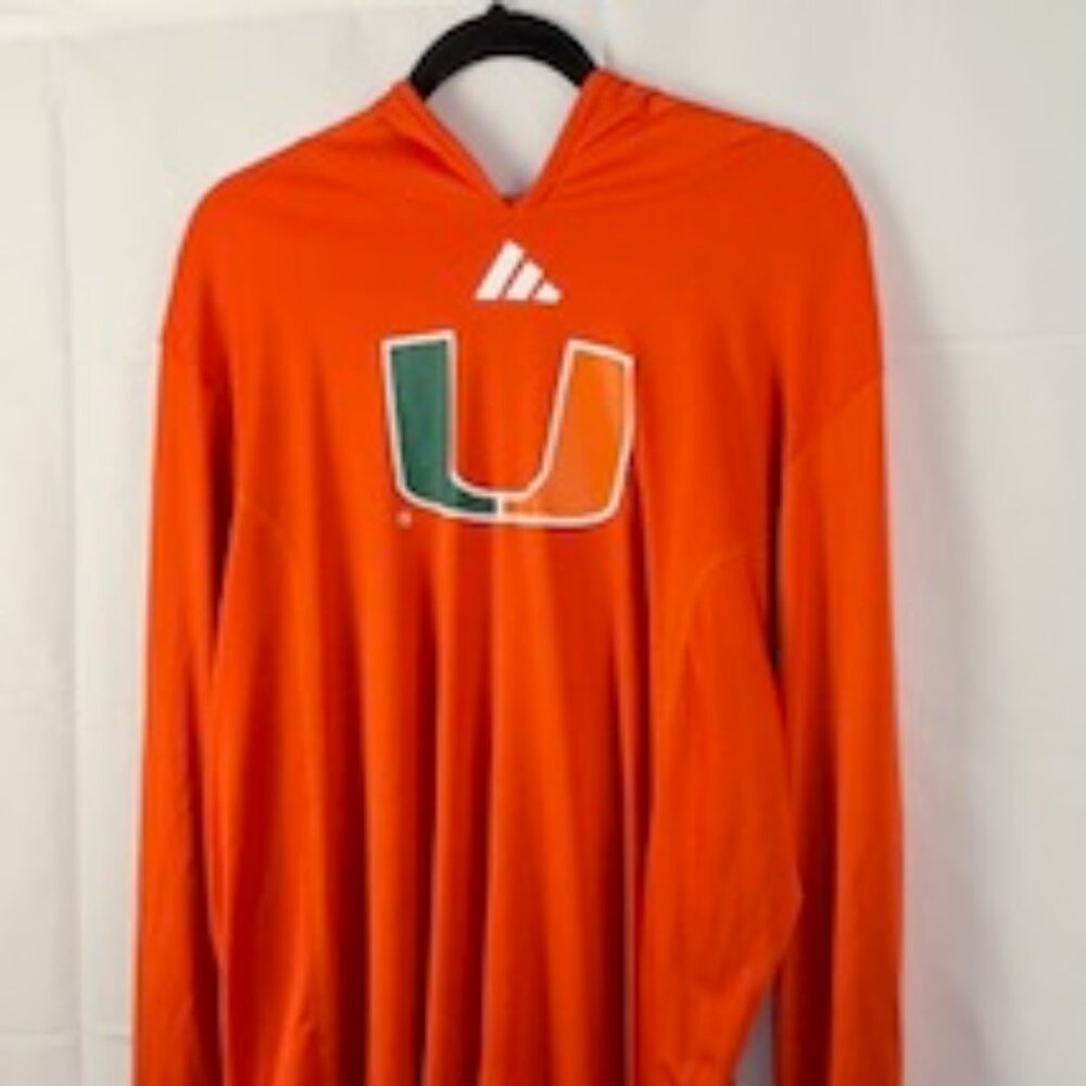 Miami Hurricanes Orange Hooded Long Sleeve Shirt - Size XL